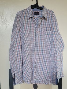 madison james Blue and Orange Plaid Button-Down Shirt